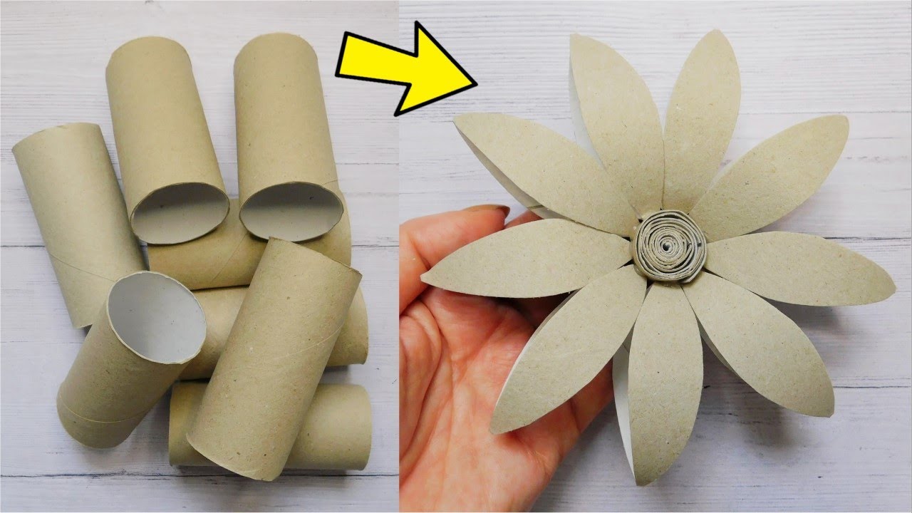 Super Easy Toilet Paper Rolls Craft / Paper Flower Tutorial / Spring Decor  Idea 